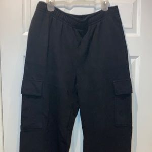 TNA Cozy Fleece Black Cargo Sweatpants
